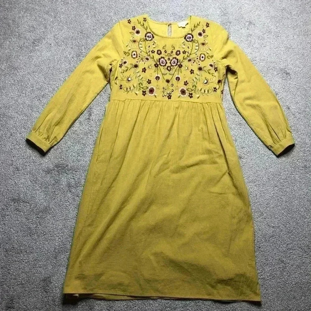 Orange Creek Dress Mustard Color Embroidered